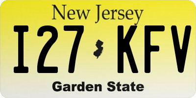 NJ license plate I27KFV