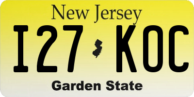 NJ license plate I27KOC