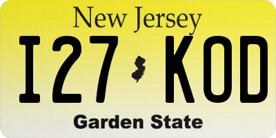 NJ license plate I27KOD