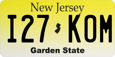 NJ license plate I27KOM