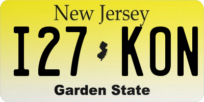 NJ license plate I27KON