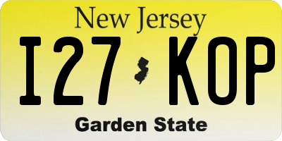 NJ license plate I27KOP