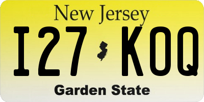 NJ license plate I27KOQ