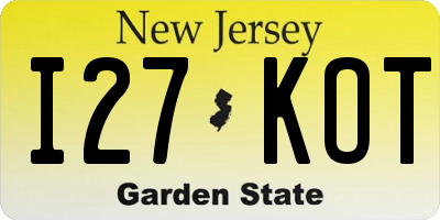 NJ license plate I27KOT