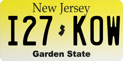 NJ license plate I27KOW