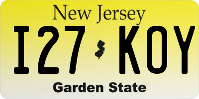 NJ license plate I27KOY