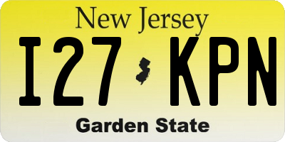 NJ license plate I27KPN