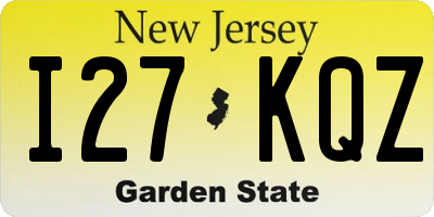 NJ license plate I27KQZ
