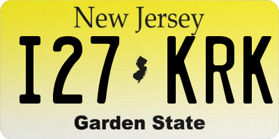 NJ license plate I27KRK
