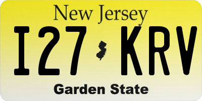 NJ license plate I27KRV