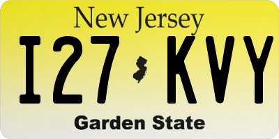 NJ license plate I27KVY