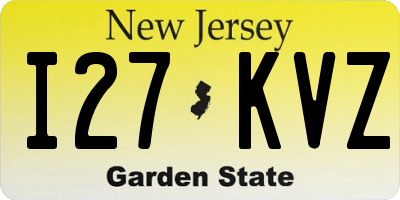 NJ license plate I27KVZ