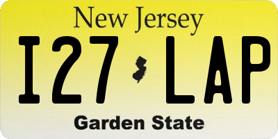NJ license plate I27LAP