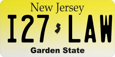 NJ license plate I27LAW