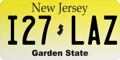 NJ license plate I27LAZ
