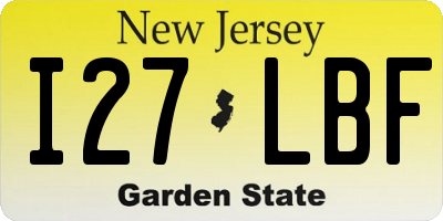 NJ license plate I27LBF