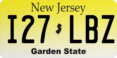 NJ license plate I27LBZ