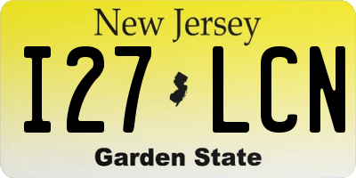 NJ license plate I27LCN