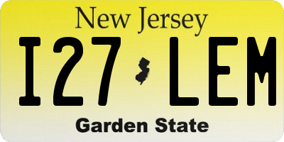 NJ license plate I27LEM