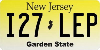 NJ license plate I27LEP
