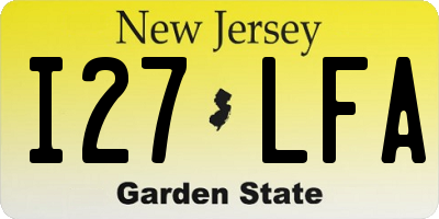 NJ license plate I27LFA