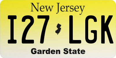 NJ license plate I27LGK