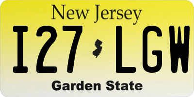 NJ license plate I27LGW