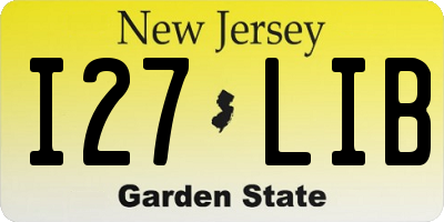 NJ license plate I27LIB