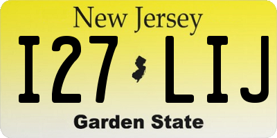 NJ license plate I27LIJ