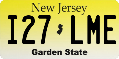 NJ license plate I27LME