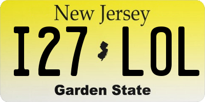 NJ license plate I27LOL