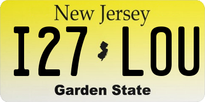 NJ license plate I27LOU