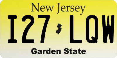 NJ license plate I27LQW