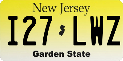 NJ license plate I27LWZ