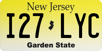 NJ license plate I27LYC
