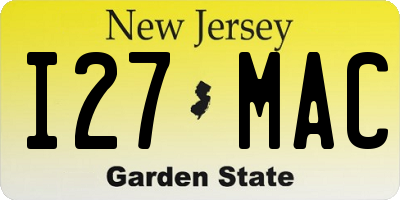 NJ license plate I27MAC