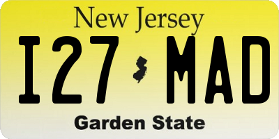 NJ license plate I27MAD