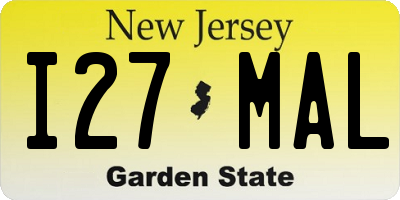 NJ license plate I27MAL