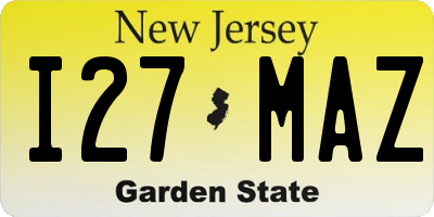 NJ license plate I27MAZ