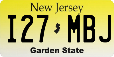 NJ license plate I27MBJ
