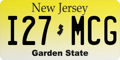 NJ license plate I27MCG