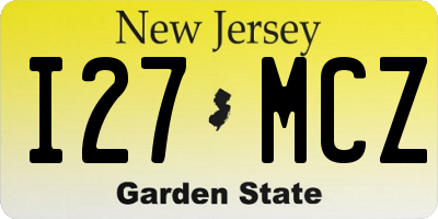 NJ license plate I27MCZ