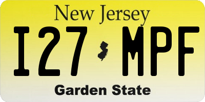 NJ license plate I27MPF