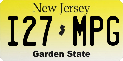 NJ license plate I27MPG