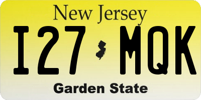 NJ license plate I27MQK