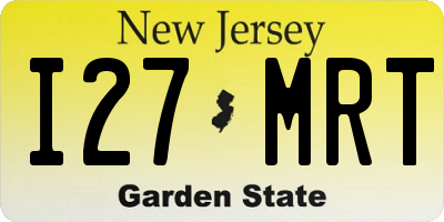 NJ license plate I27MRT