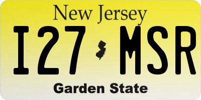 NJ license plate I27MSR