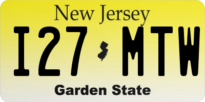 NJ license plate I27MTW