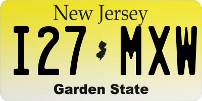 NJ license plate I27MXW