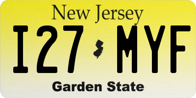NJ license plate I27MYF